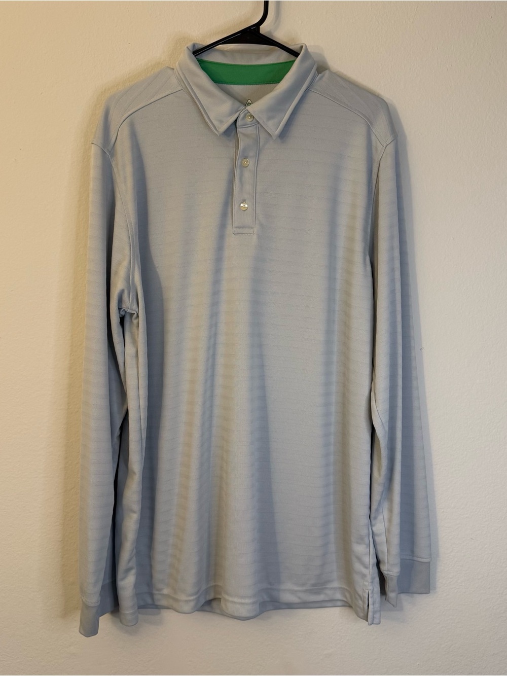 Long-Sleeve Golf Polo with Mint-Trim Collar
